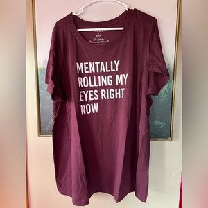 NWOT torrid “mentally rolling my eyes right now” slim fit crew tee